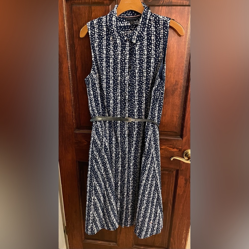 Tommy Hilfiger Blue Button-down Daisy Dress With Belt Size L